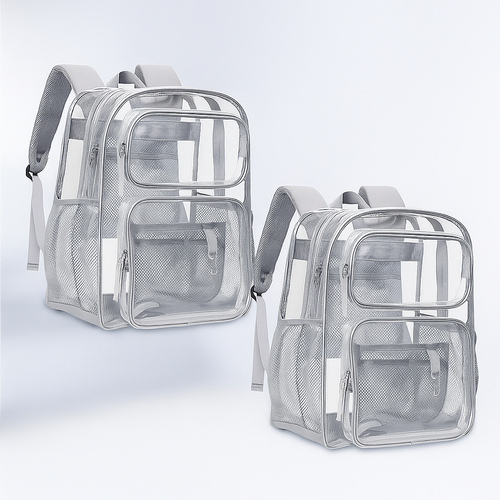 2 Pair Of Large Heavy Duty Clear Bookbag