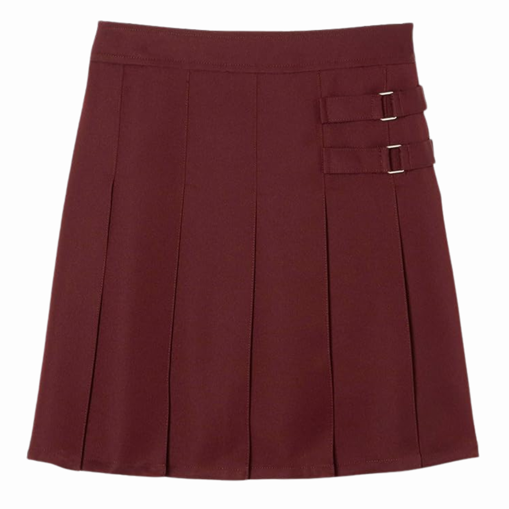 Girls Adjustable Waist Front Pleated Scooter Skirt With Built In Shorts
