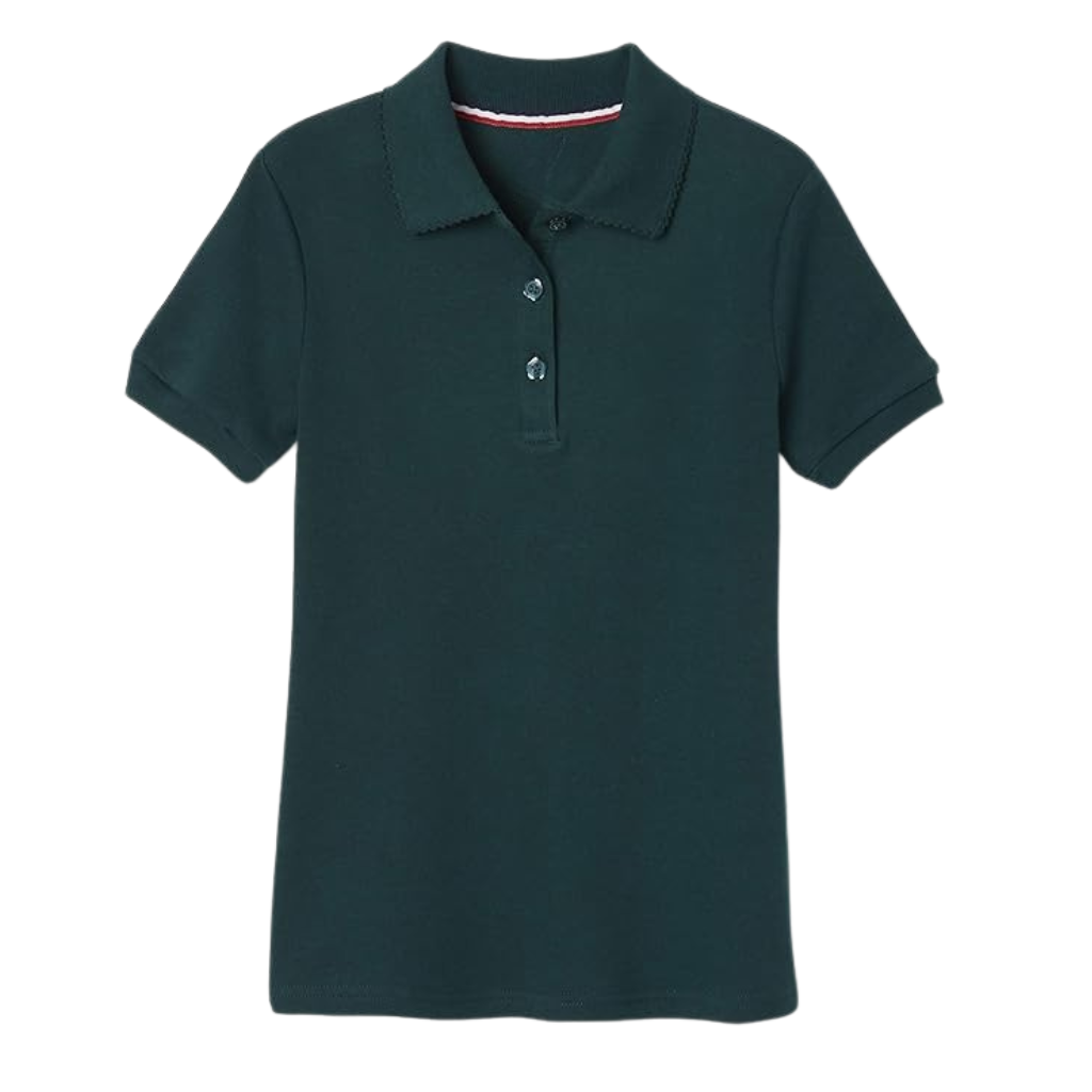 Girls Short Sleeve Picot Collar School Uniform Shirt