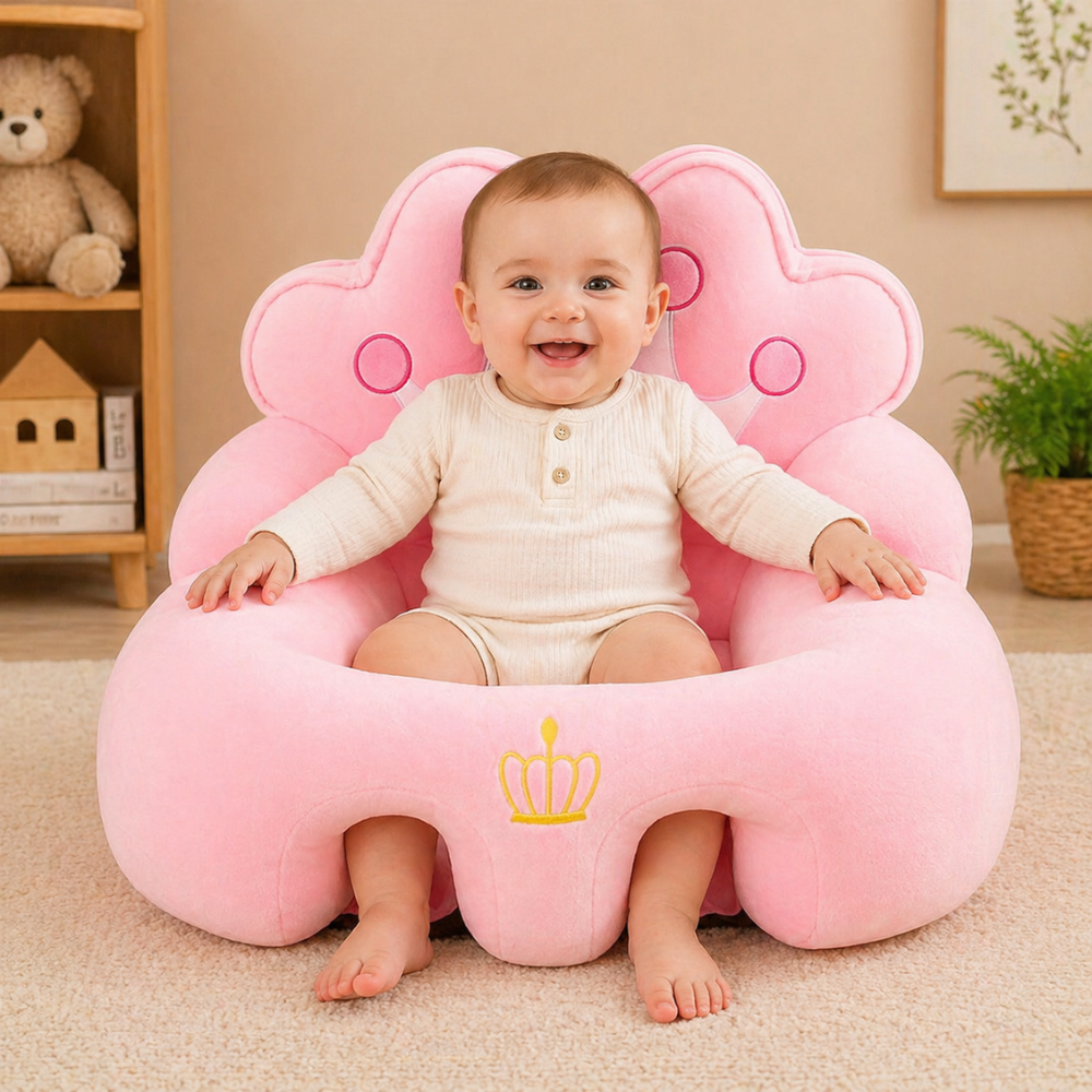 Soft Cushion Baby Sitting Chair With Crown Shaped Backrest