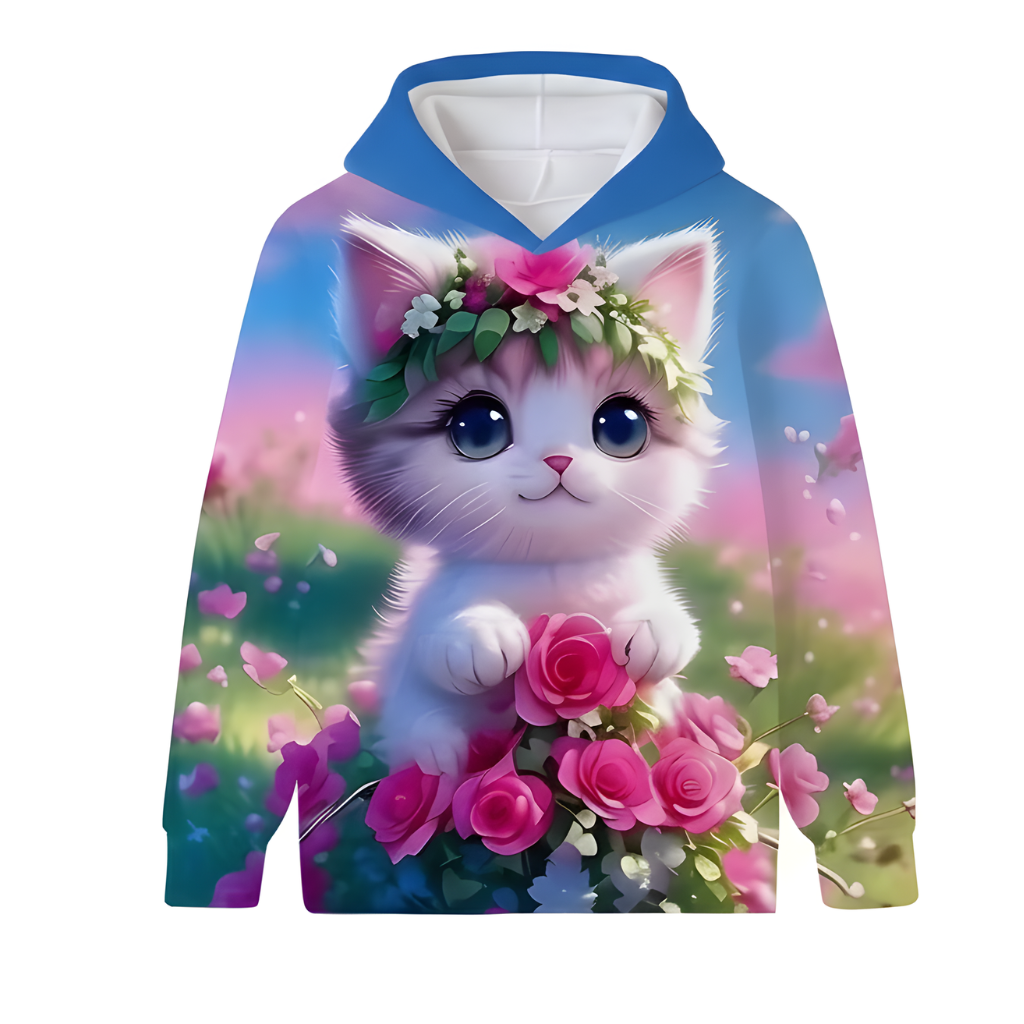 Cozy Kitten Tabby Cat Printed Hoodies