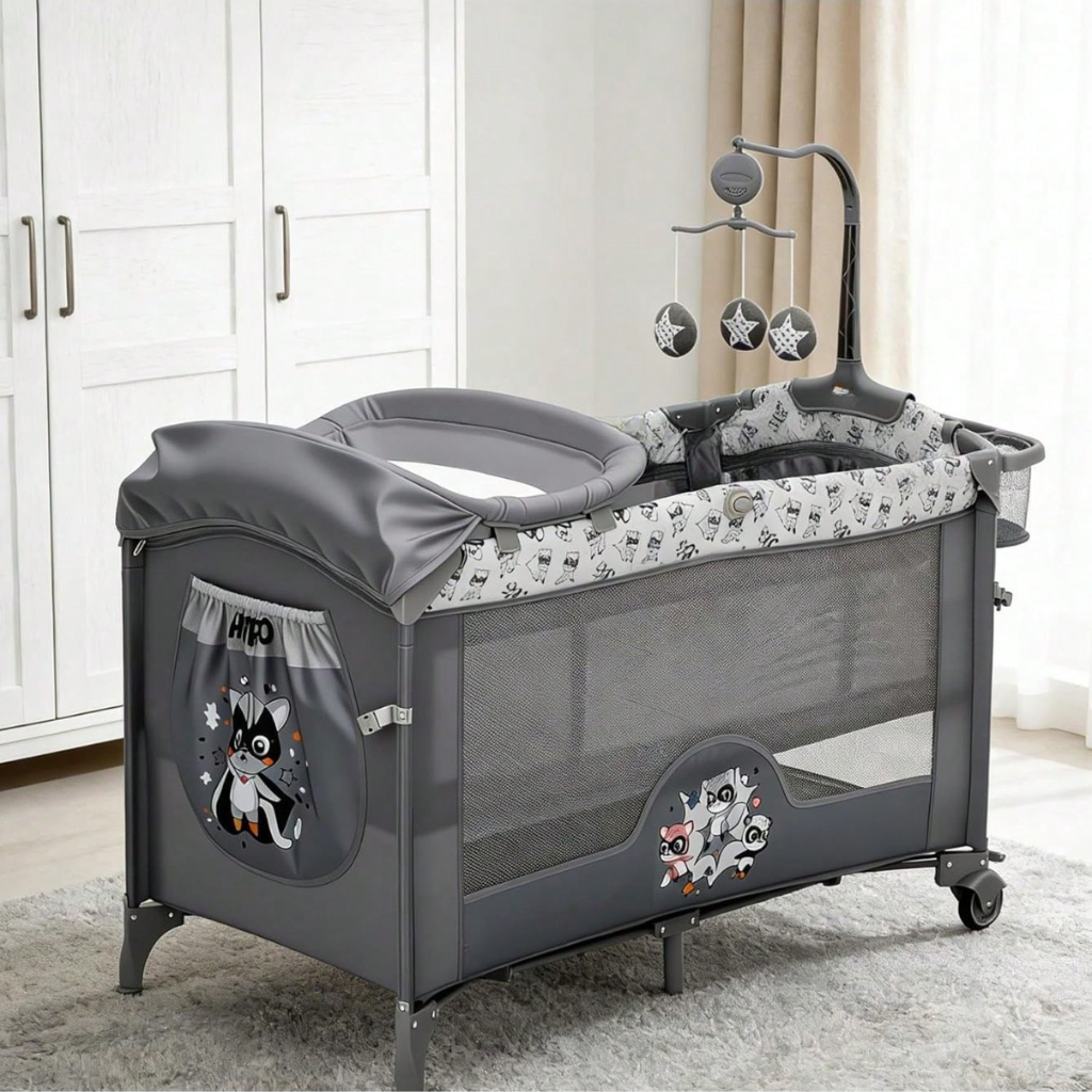 Babies 4 In 1 Bassinet Pack With Changing Table Toy Bar And Storage