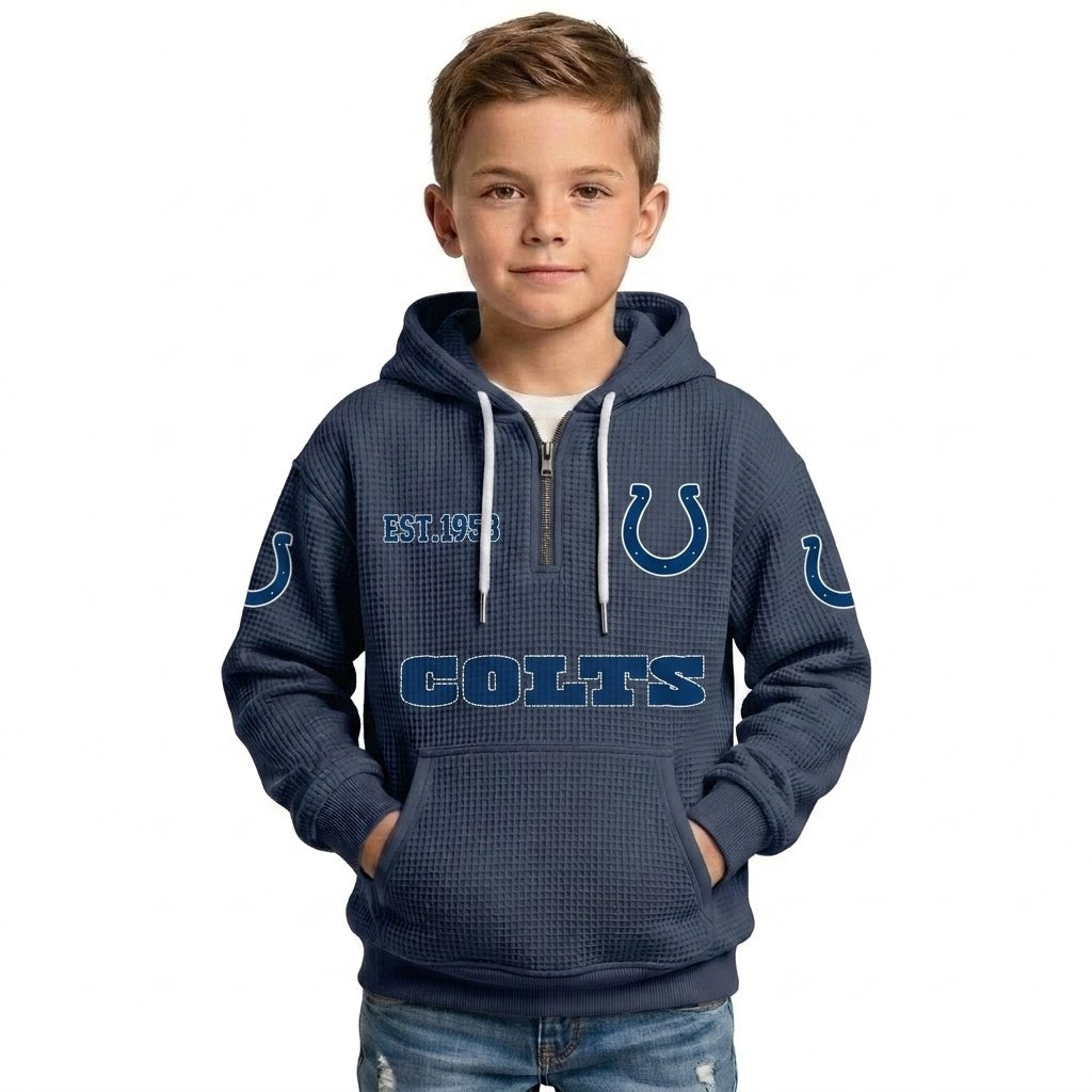 Indianapolis Colts Inspired Quarter Zip Kids Hoodie
