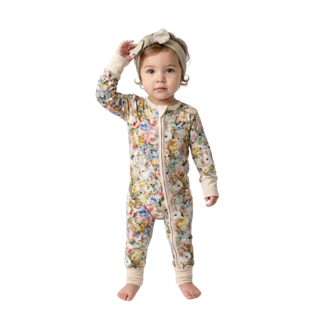 Kids Easter Bamboo Zippy Onesie With Full Zipper