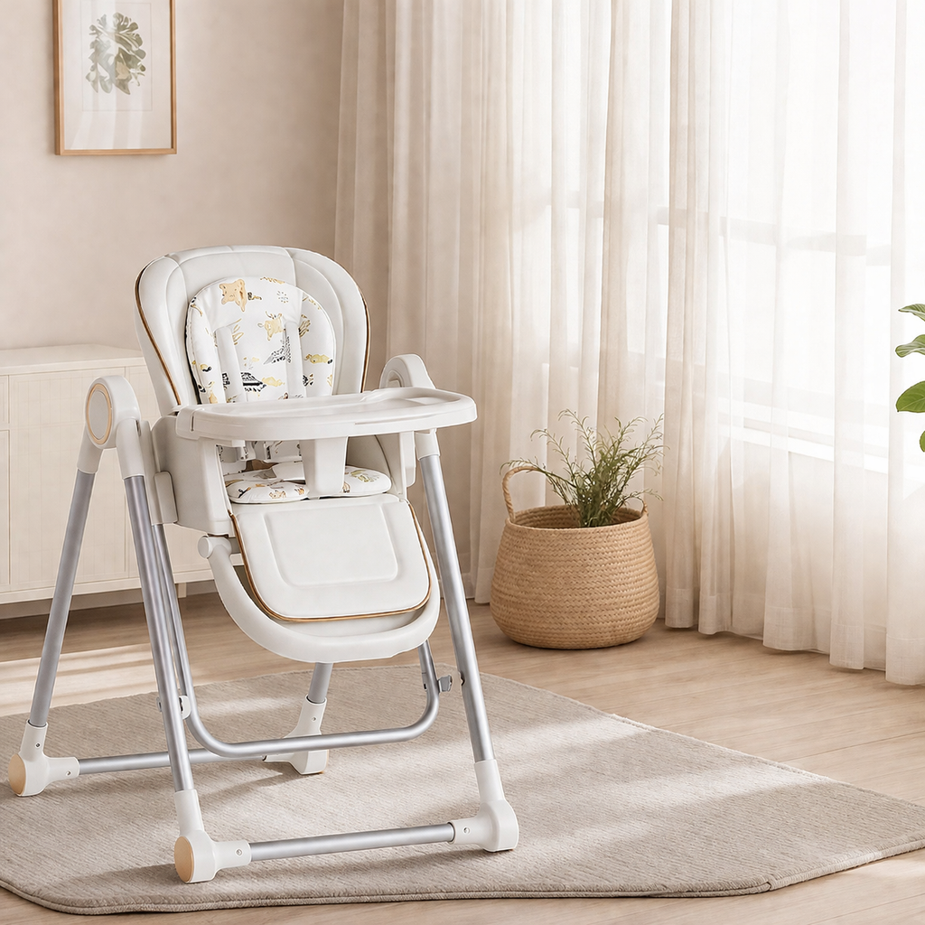 Babies And Toddlers Adjustable Foldable 2 In 1 Baby High Chair With Double Tray