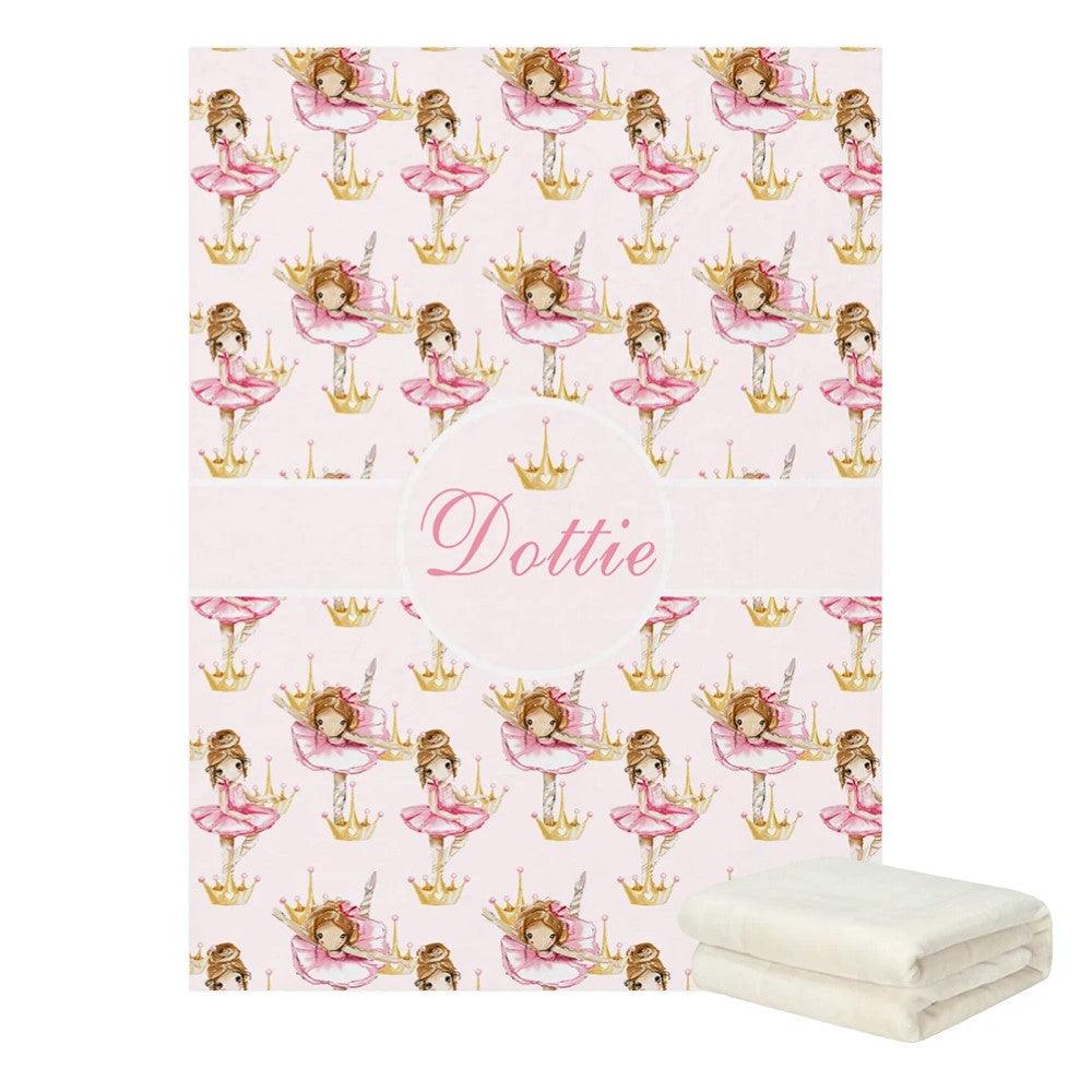 Baby Girl 3 Pieces Ballerina Custom Crown Bedding Set