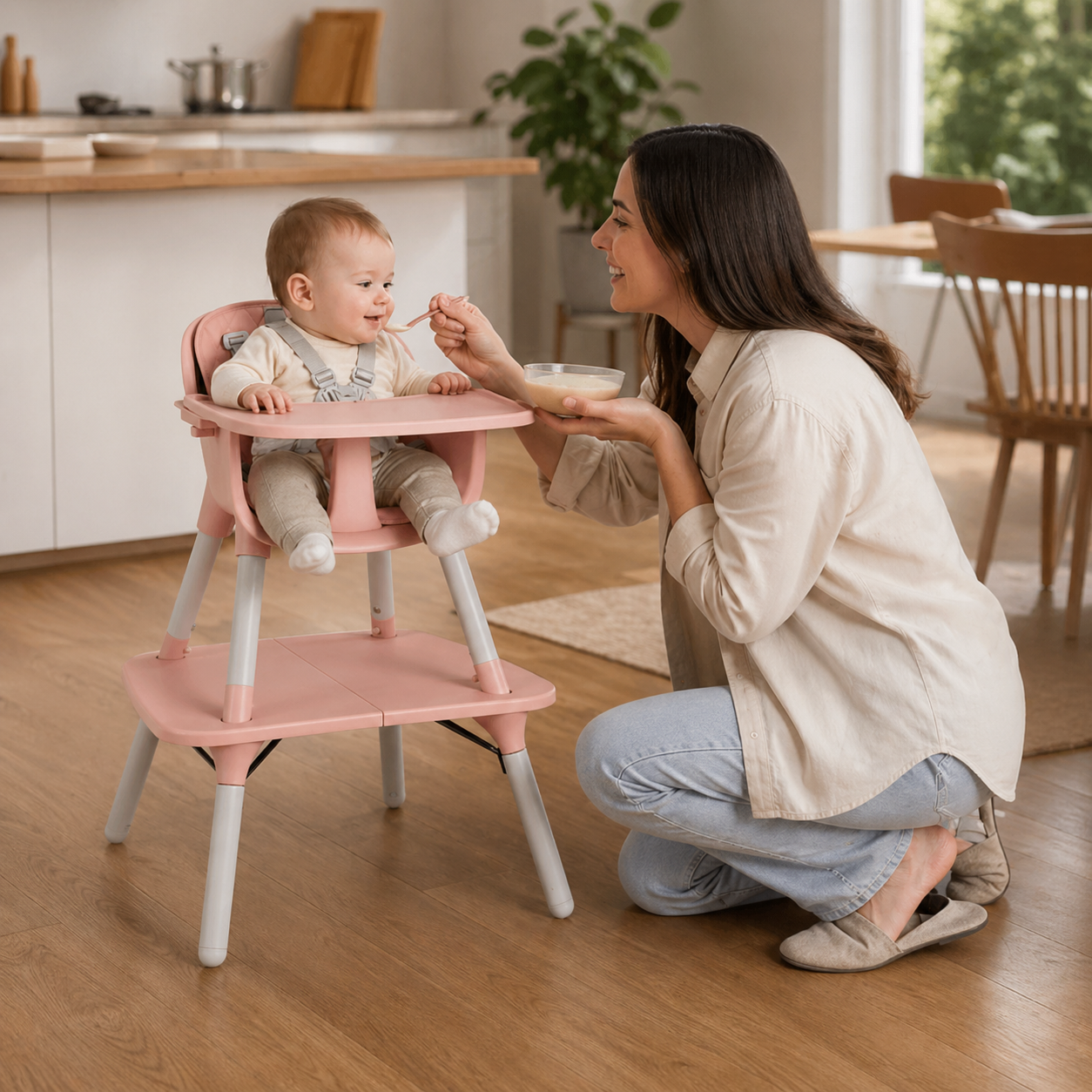Kids 4 In 1 Convertible High Chair Set