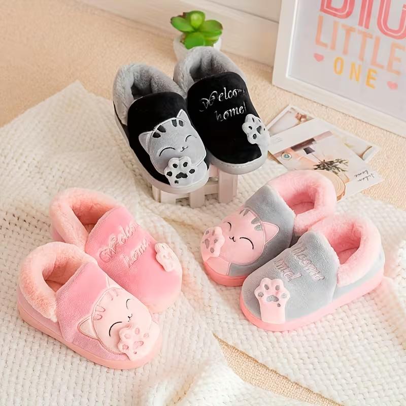 Kids Furry Cartoon Design House Shoes