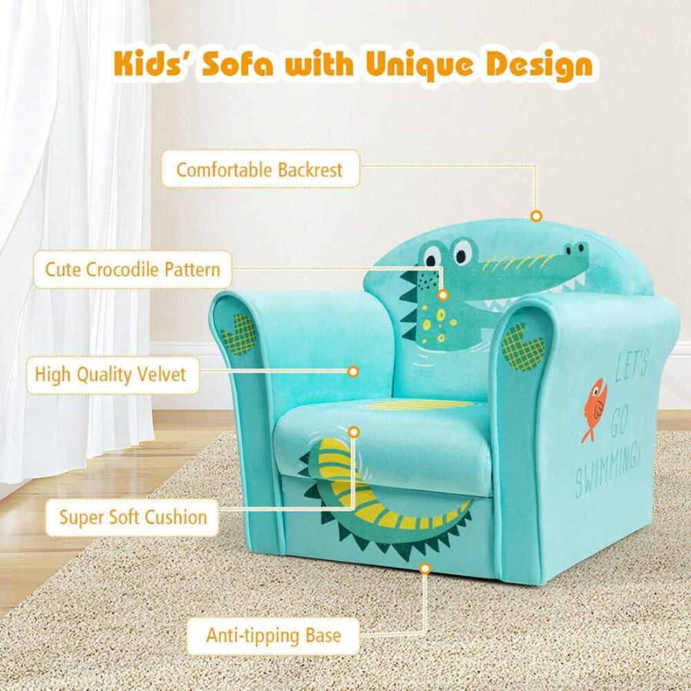 Kids Animal Themed Sofa Chair With Armrests