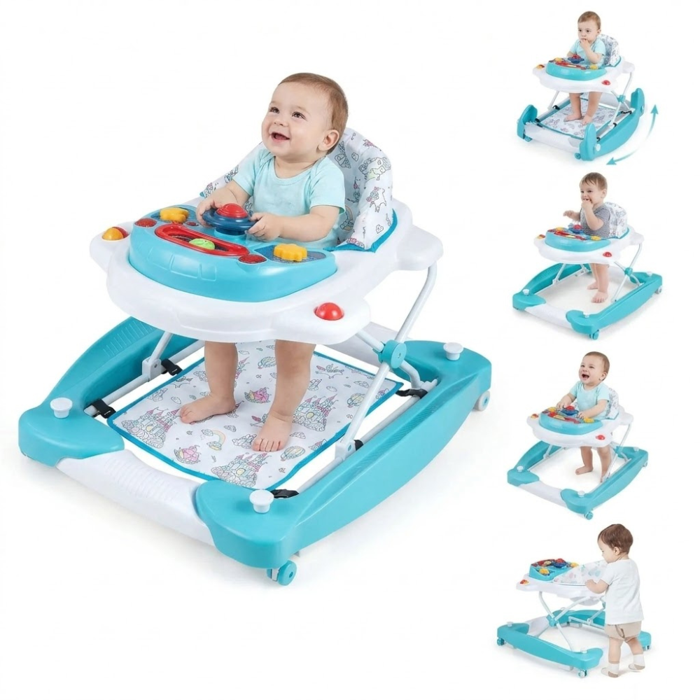 6 In 1 Adjustable Toddler Walker And Activity Center With Music Tray