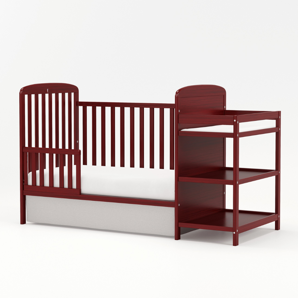 Babies 3 In 1 Convertible Crib With Changing Table Storage Shelves