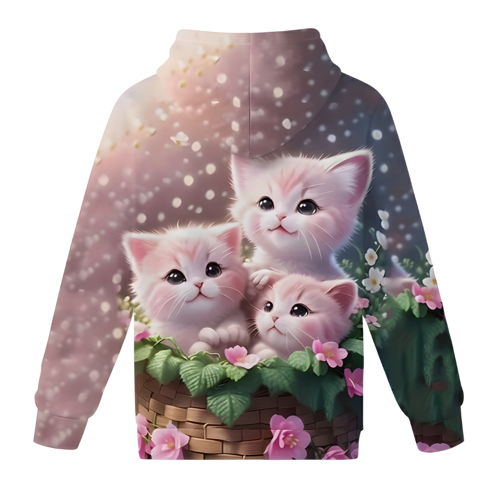 Cozy Kitten Tabby Cat Printed Hoodies