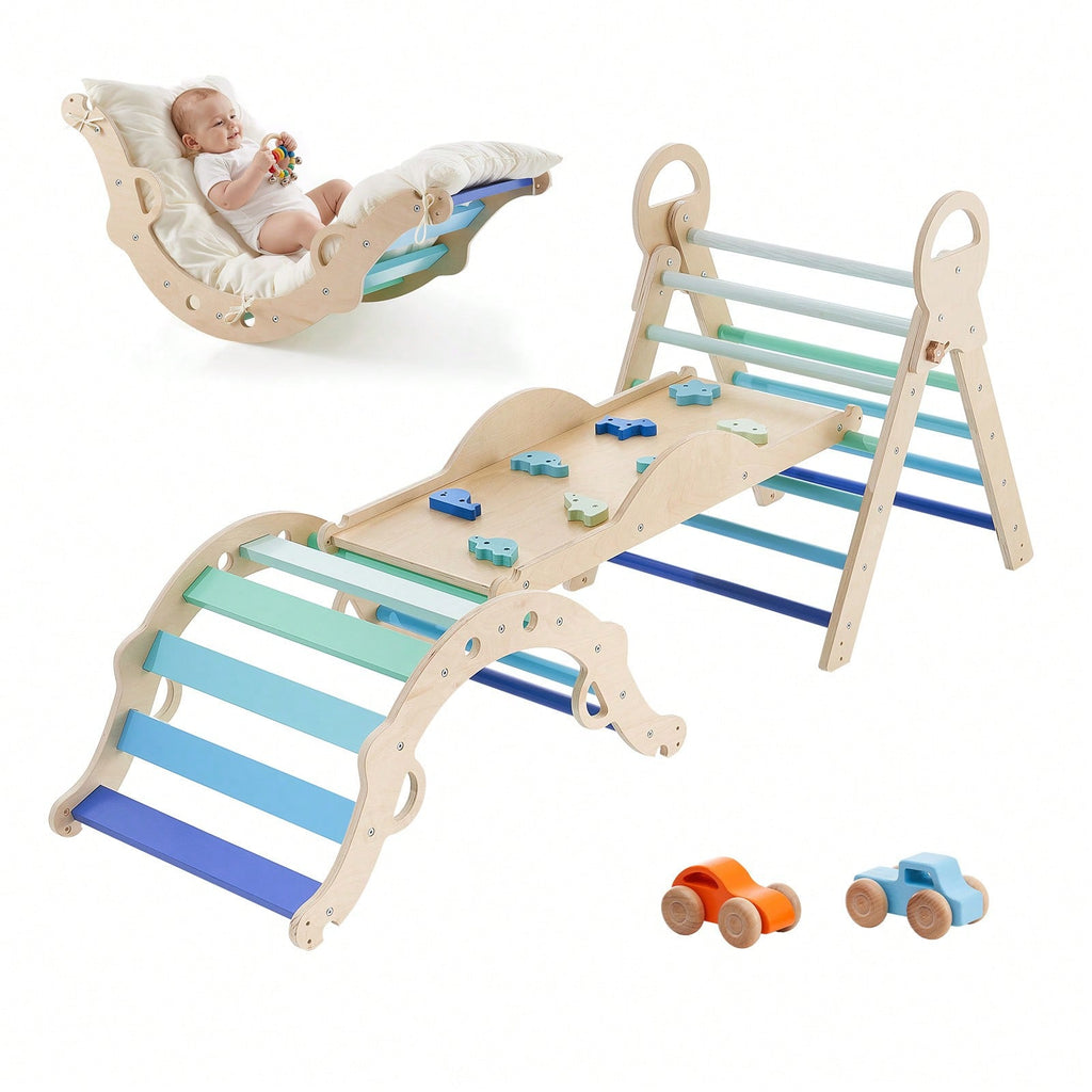 Kids Play 9 In 1 Wooden Pikler Climbing Set With Toys