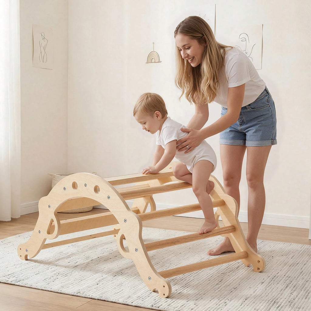 Kids Play 9 In 1 Wooden Pikler Climbing Set With Toys