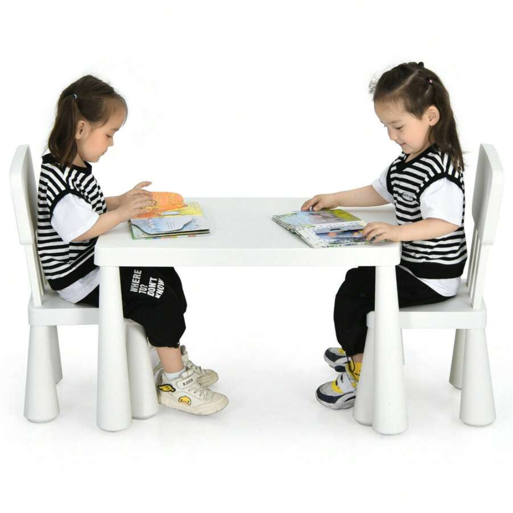 Table And Chair Set With 2 Seats For Kids Study And Dining