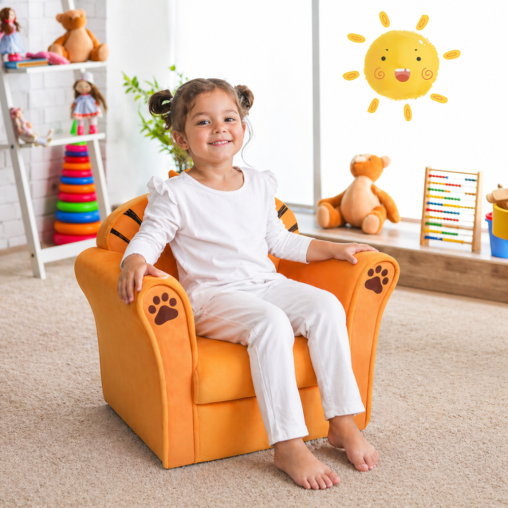 Kids Animal Themed Sofa Chair With Armrests