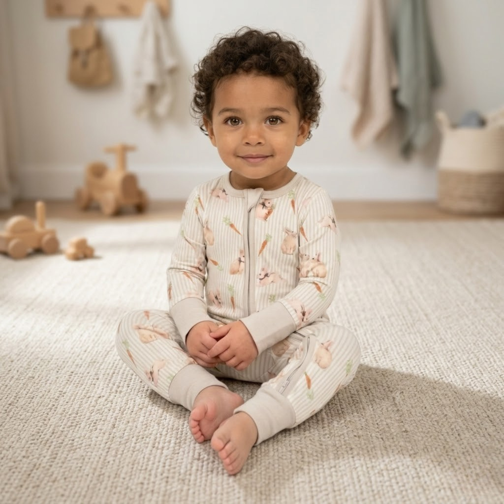 Kids Lightweight Bamboo Pajama Set With Zipper