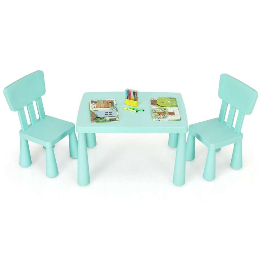 Table And Chair Set With 2 Seats For Kids Study And Dining