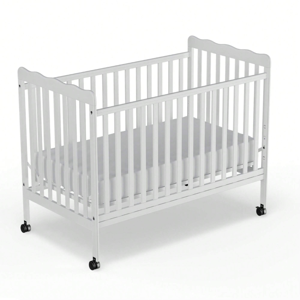 Babies 3 In 1 Convertible Crib With Locking Wheels And Adjustable Mattress