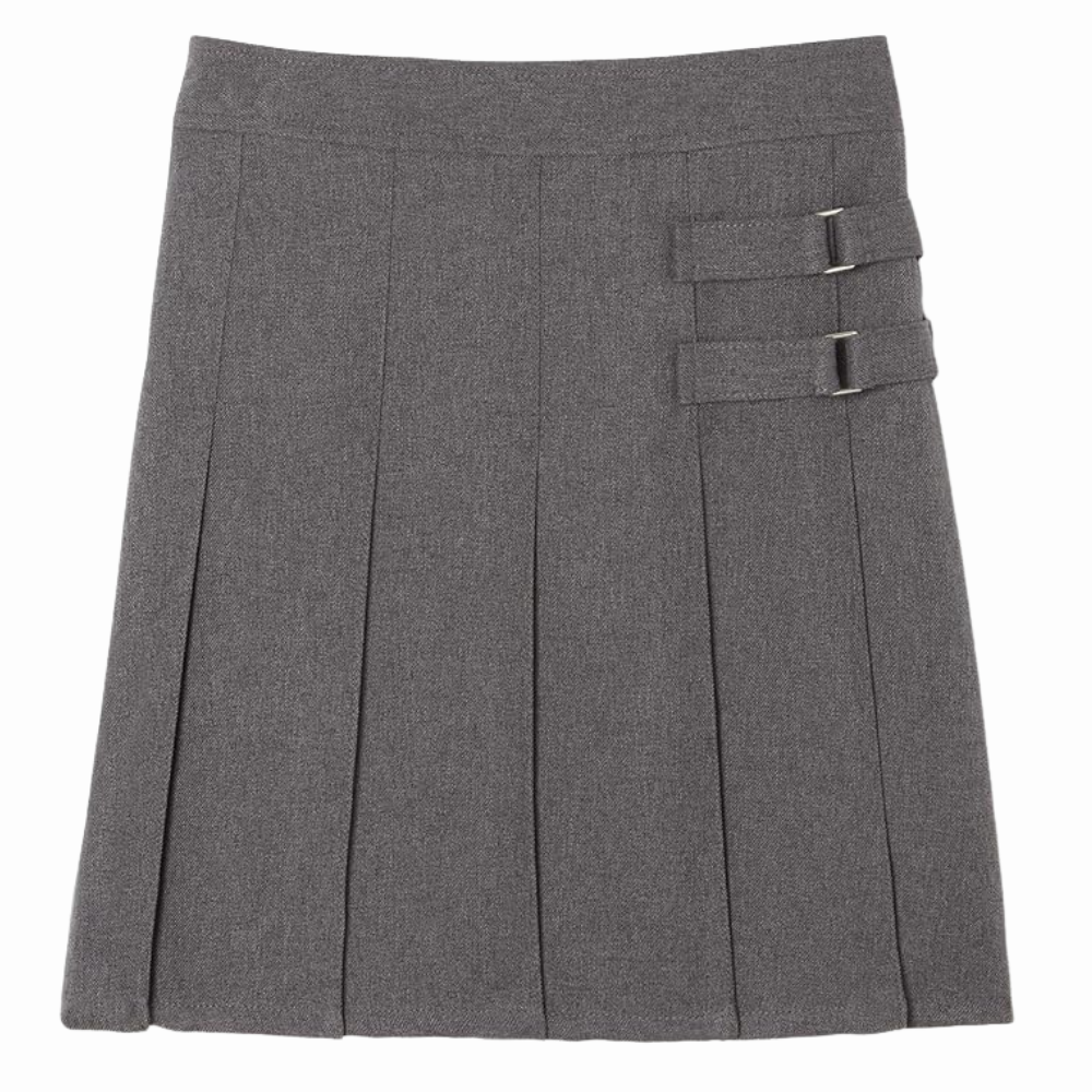 Girls Adjustable Waist Front Pleated Scooter Skirt With Built In Shorts