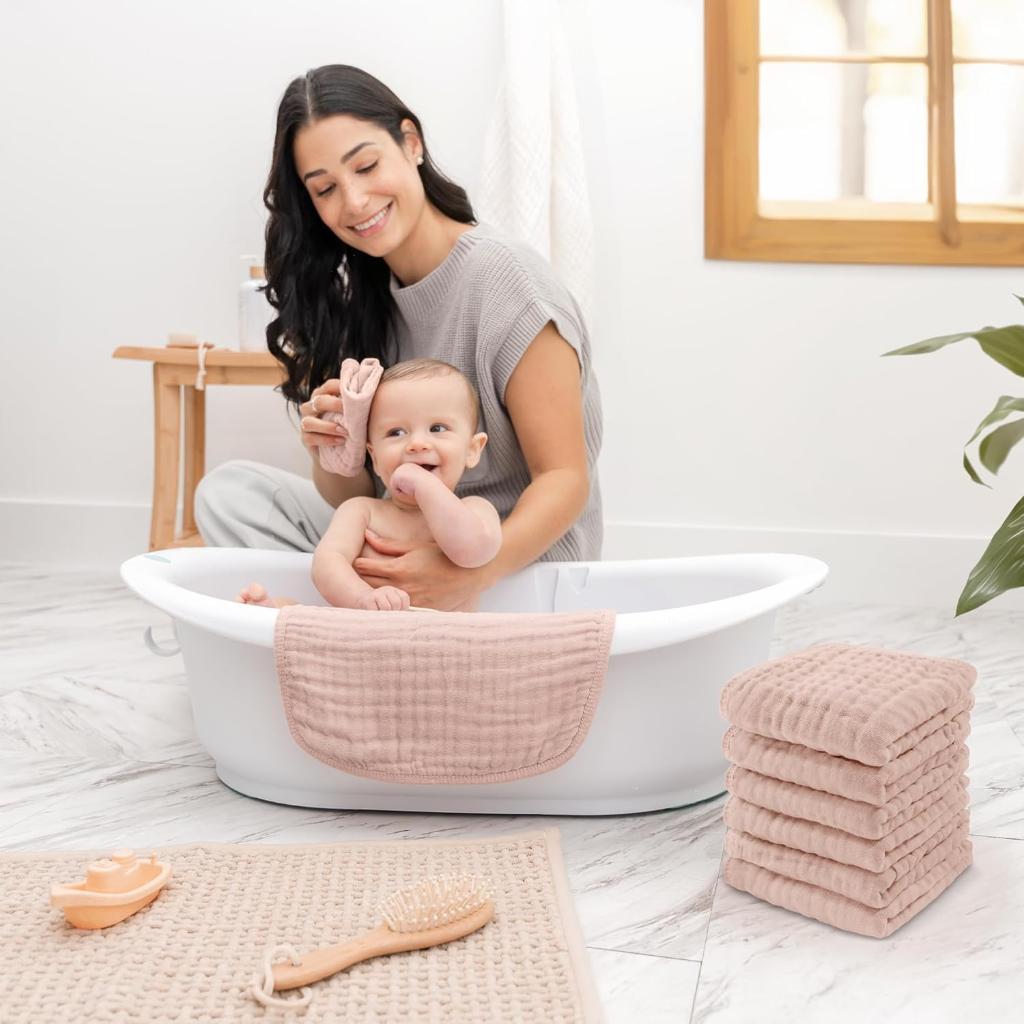 Newborn Baby Pack Of 6 Muslin Square Towels