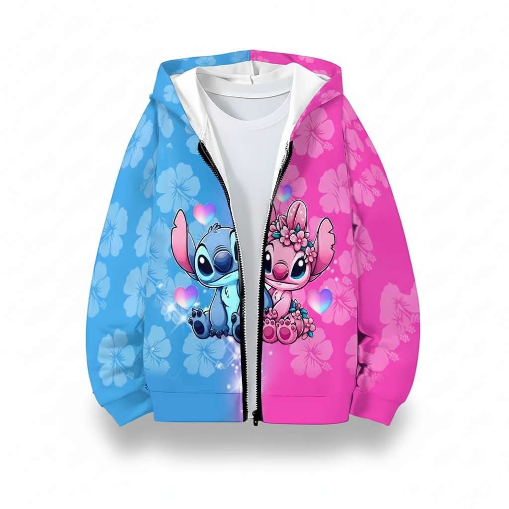 Girls Hooded Sweatshirt with 3D Printed Design