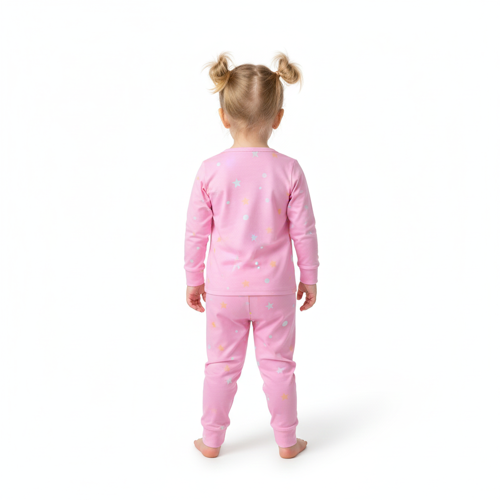 Girls Moon Rocket Print Pajama Set