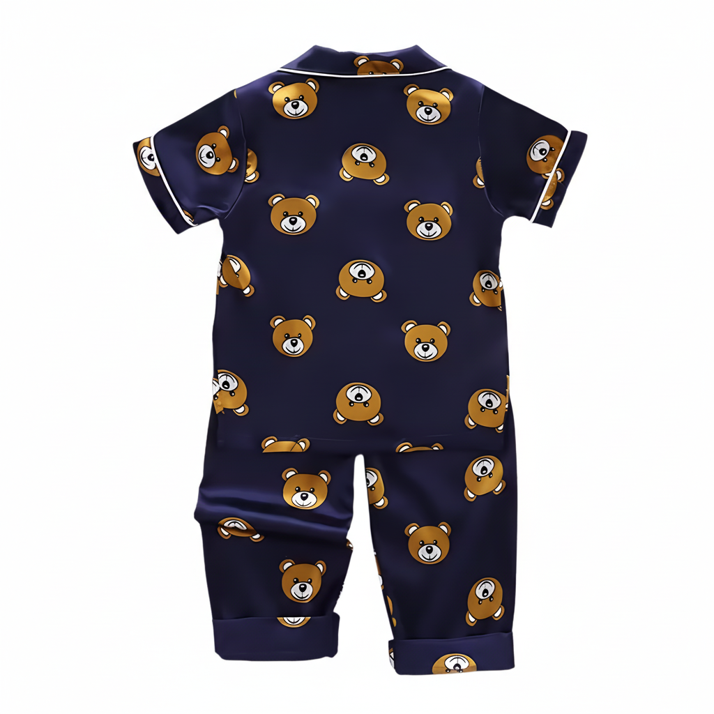 Boys Cartoon Bear Print Casual Pajama Set
