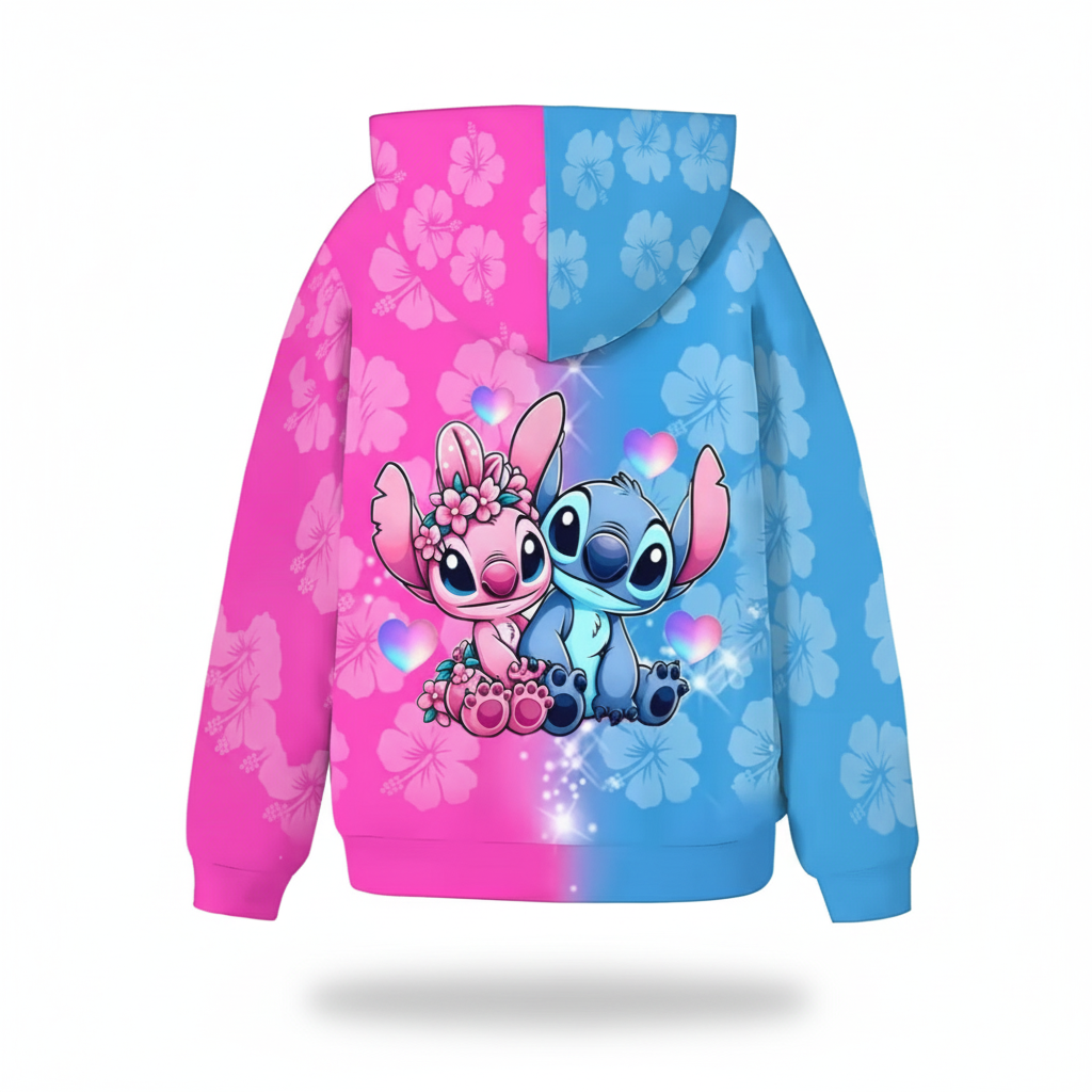Girls Hooded Sweatshirt with 3D Printed Design