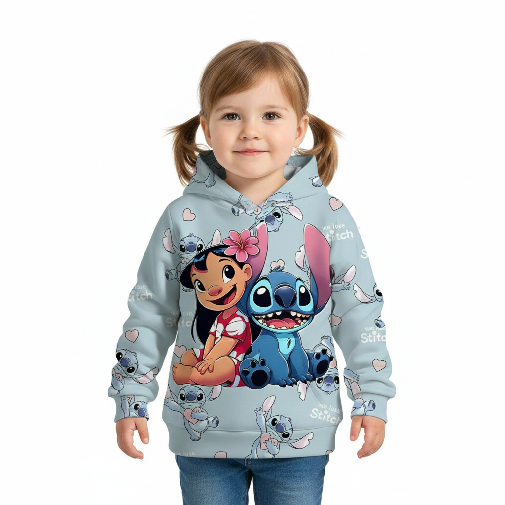 3D Printed Kids Hoodie With Graphic Design And Stretchable Fabric
