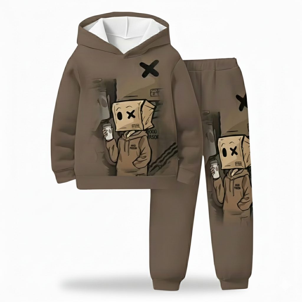 3D Graphic Print Boys Hoodie And Joggers Set