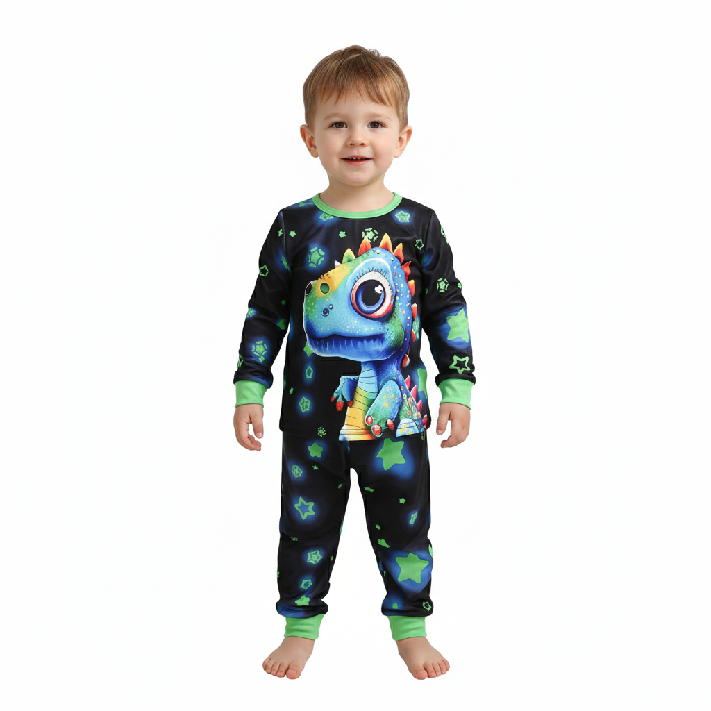 Kids Long Sleeve Dinosaur Print Pajama Set