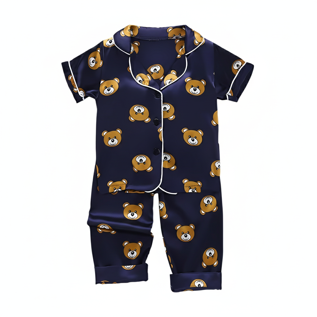 Boys Cartoon Bear Print Casual Pajama Set