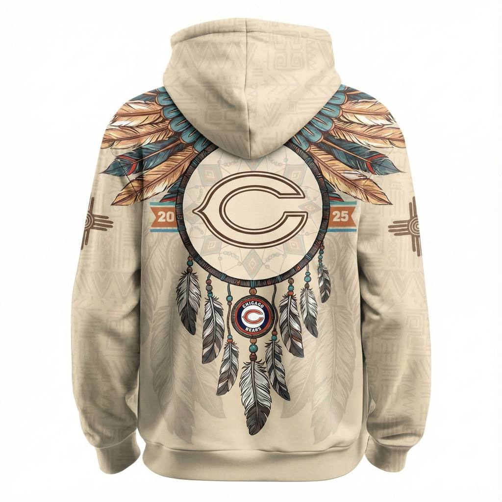 Native Heritage Themed Inspired Chicago Bears Football Fan Pullover Kids Hoodie