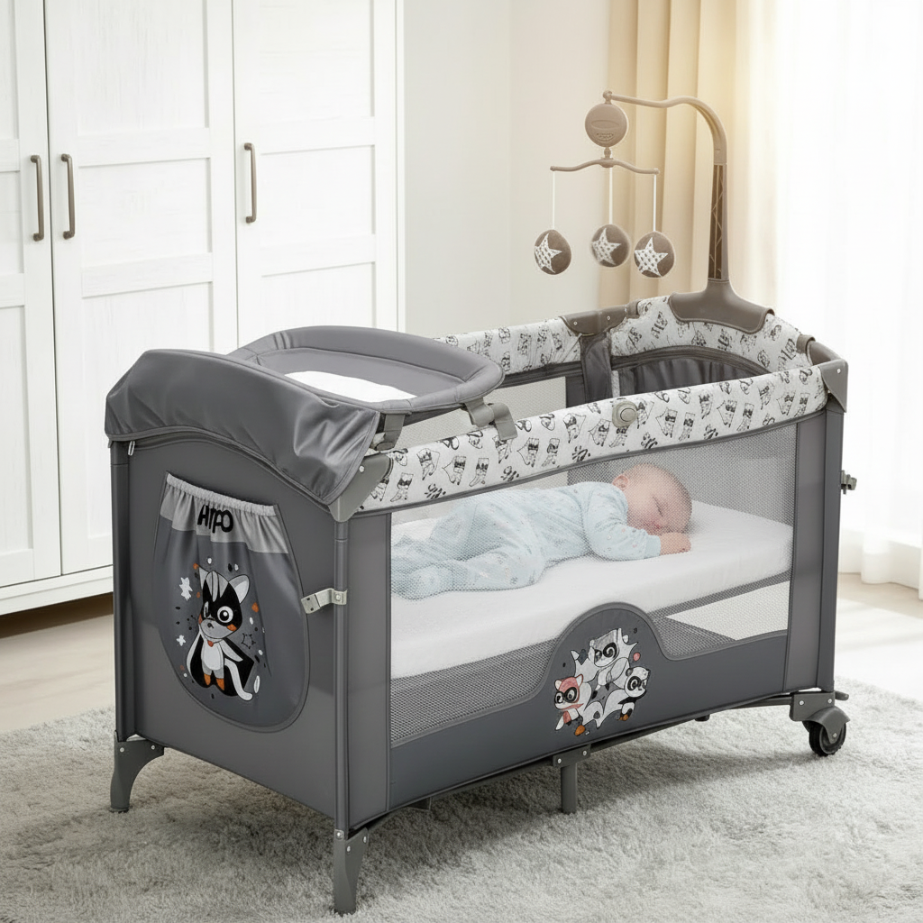 Babies 4 In 1 Bassinet Pack With Changing Table Toy Bar And Storage