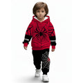 Boys Spider Print Hooded Sweatshirt And Pants Set