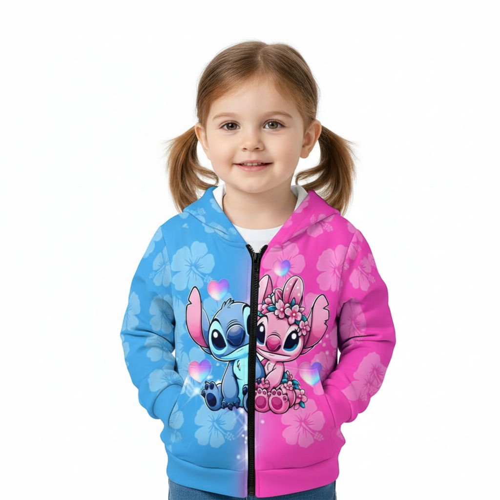 Girls Hooded Sweatshirt with 3D Printed Design