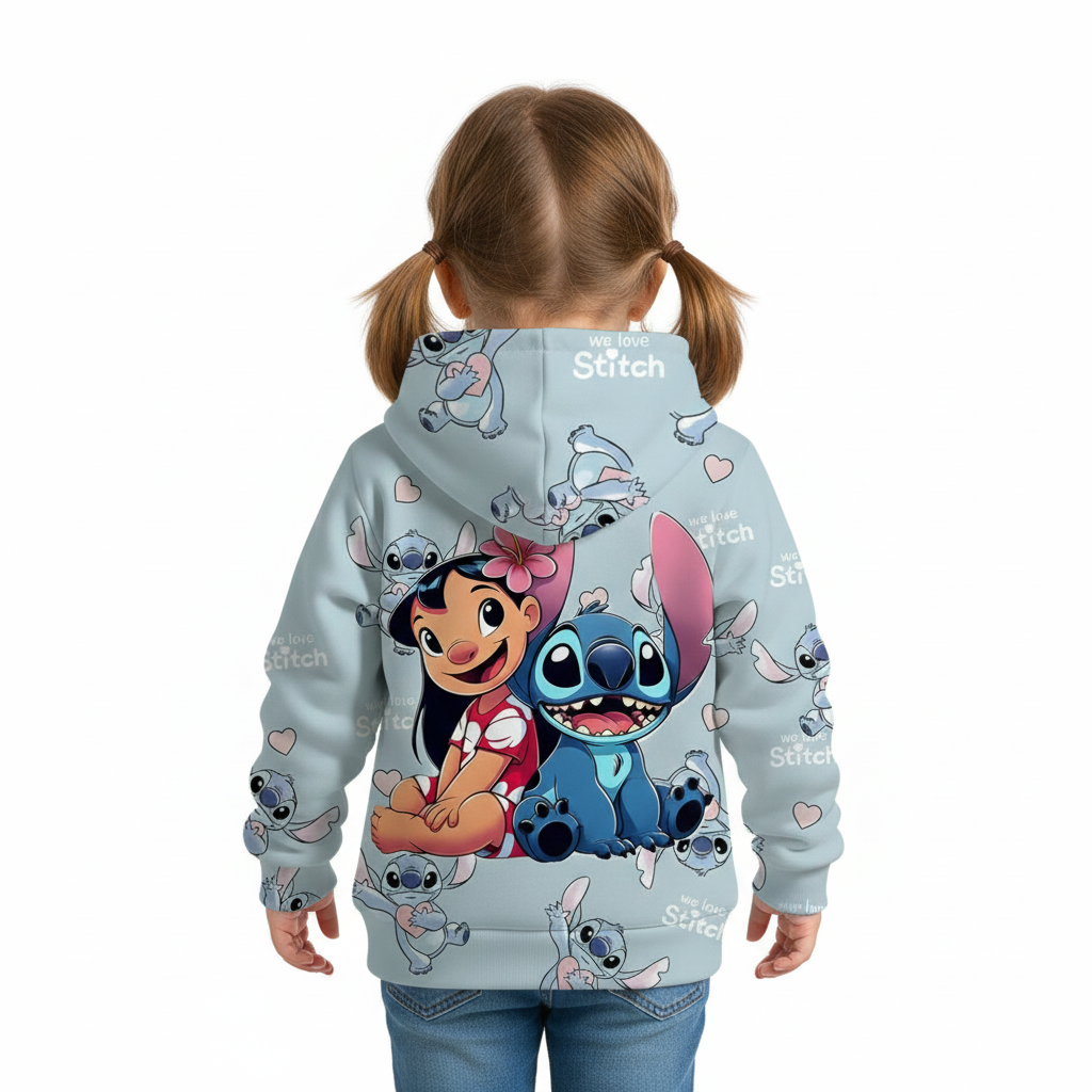 3D Printed Kids Hoodie With Graphic Design And Stretchable Fabric