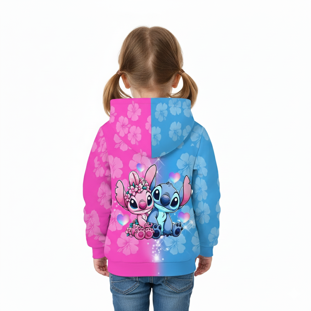 Girls Hooded Sweatshirt with 3D Printed Design