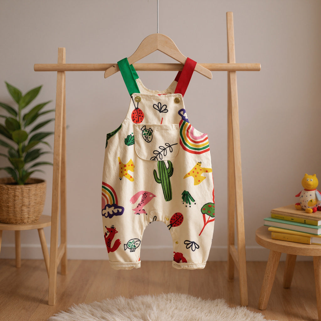 Baby Multicolor Animal Printed Overalls