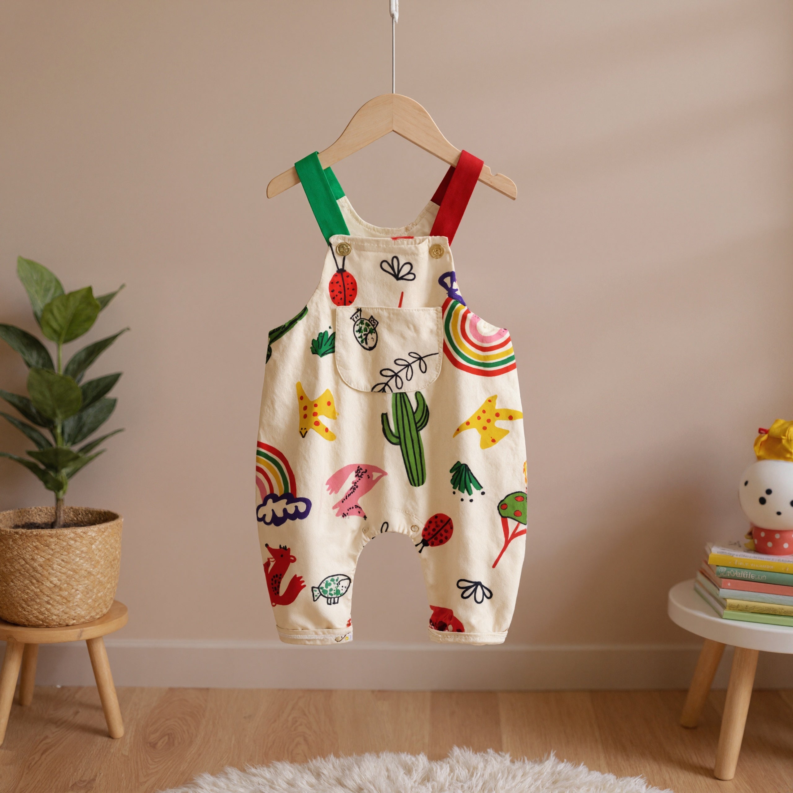Baby Multicolor Animal Printed Overalls