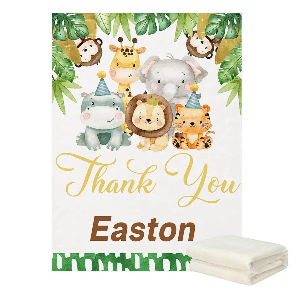 Custom Name Jungle Animals Baby Blanket