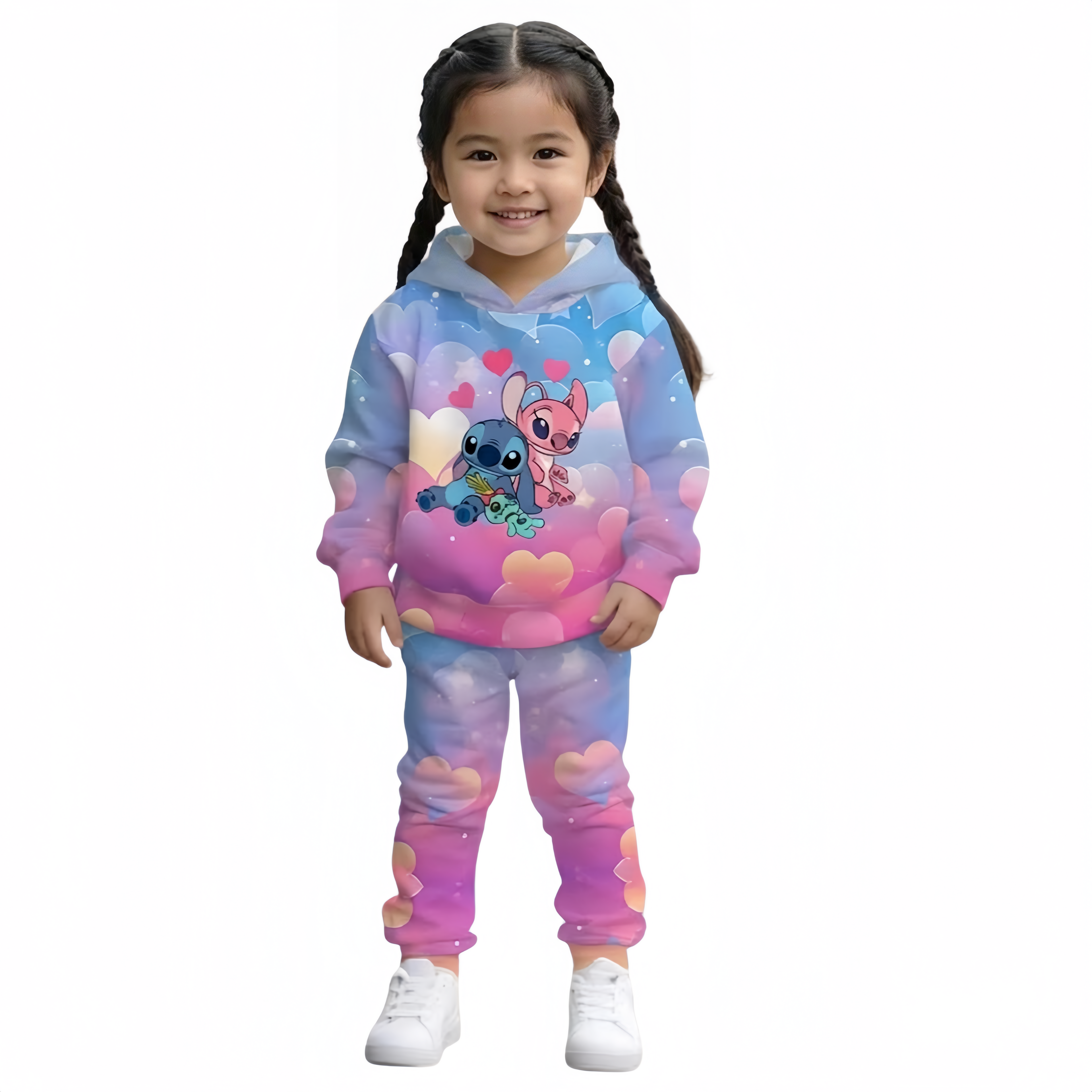 Girls Dreamy Cloud Print Hoodie And Sweatpants Set