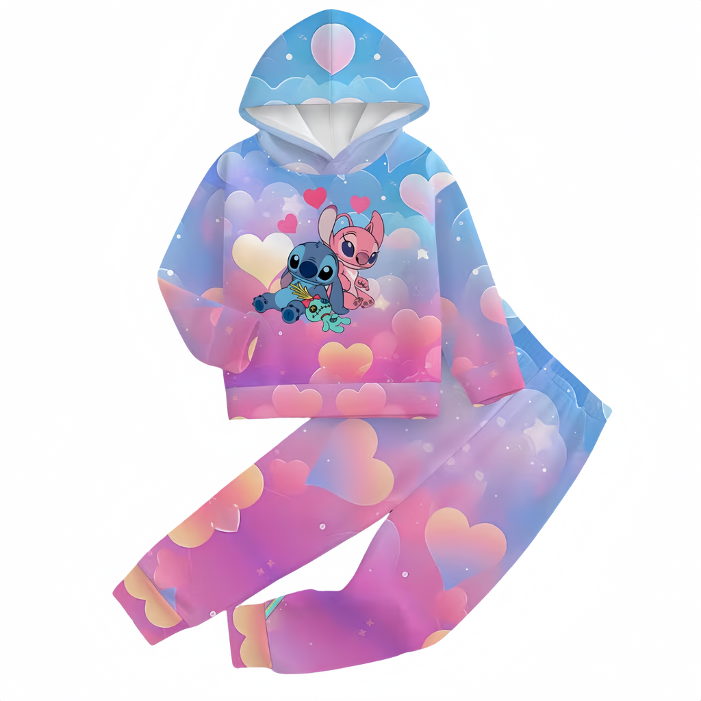 Girls Dreamy Cloud Print Hoodie And Sweatpants Set