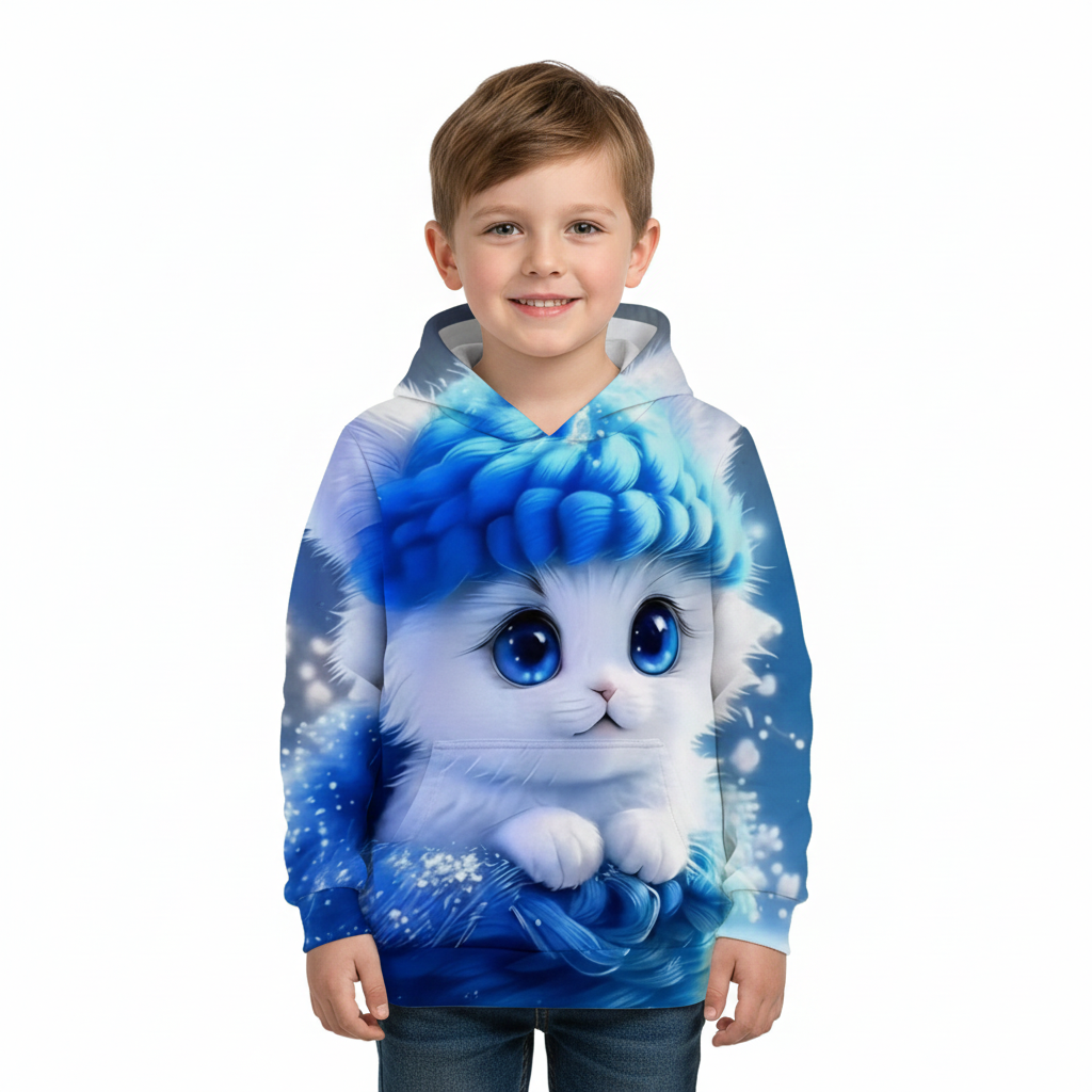 Cozy Kitten Tabby Cat Printed Hoodies