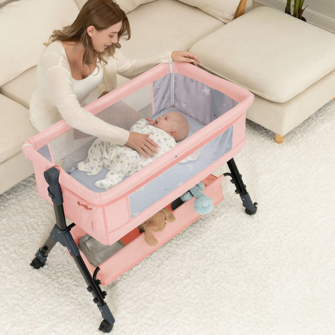 3 In 1 Baby Bassinet Bedside Sleeper With Adjustable Height Crib