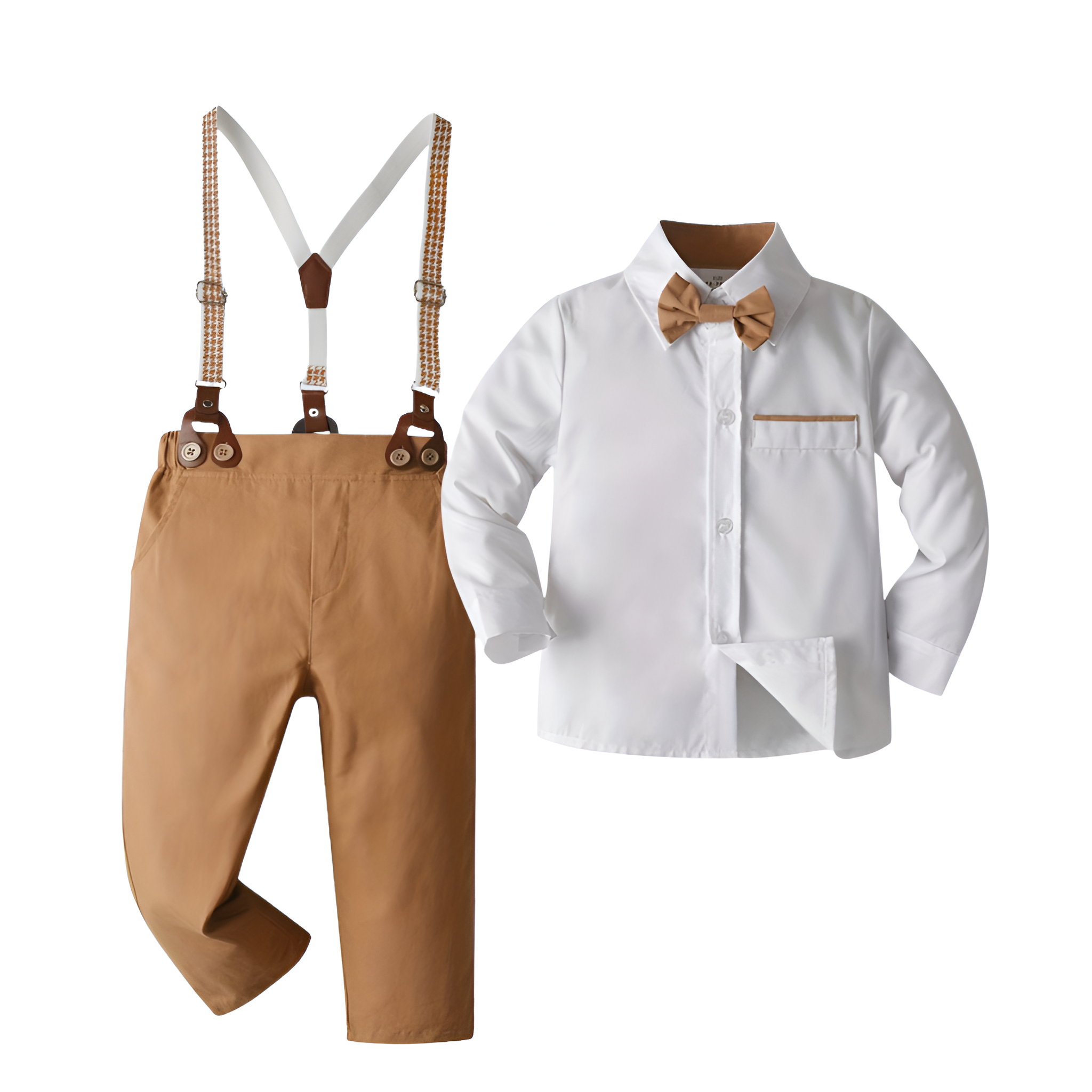 Baby Boys 2 Piece Of Classic Outfit With Bow Tie And Suspenders Set
