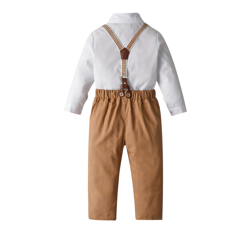 Baby Boys 2 Piece Of Classic Outfit With Bow Tie And Suspenders Set