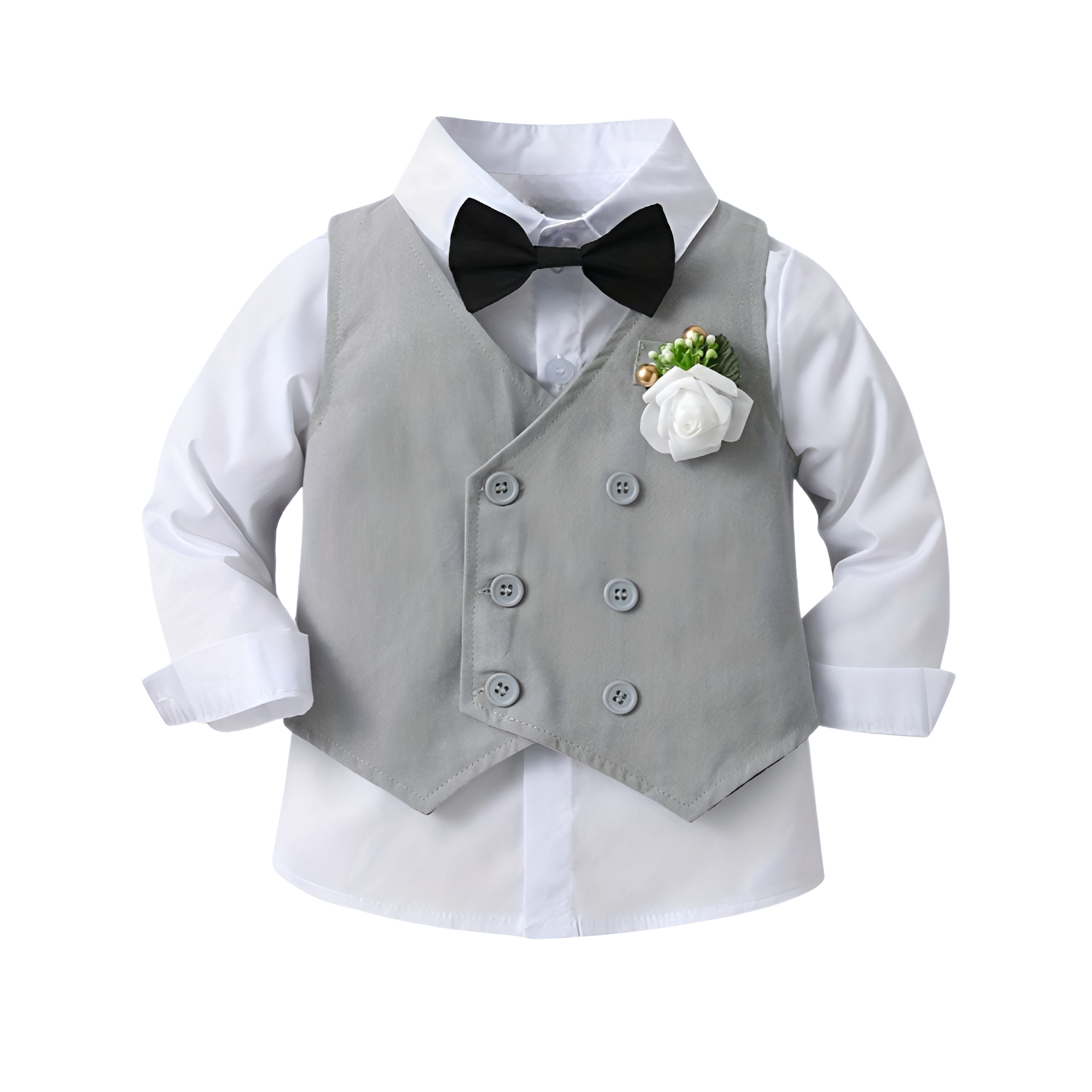 Boys 3 Piece Suit With Long Sleeve Shirt And Trousers Set
