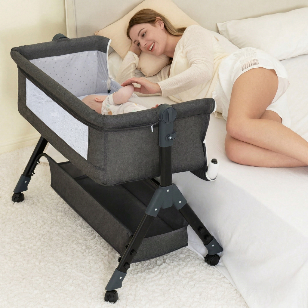 3 In 1 Baby Bassinet Bedside Sleeper With Adjustable Height Crib